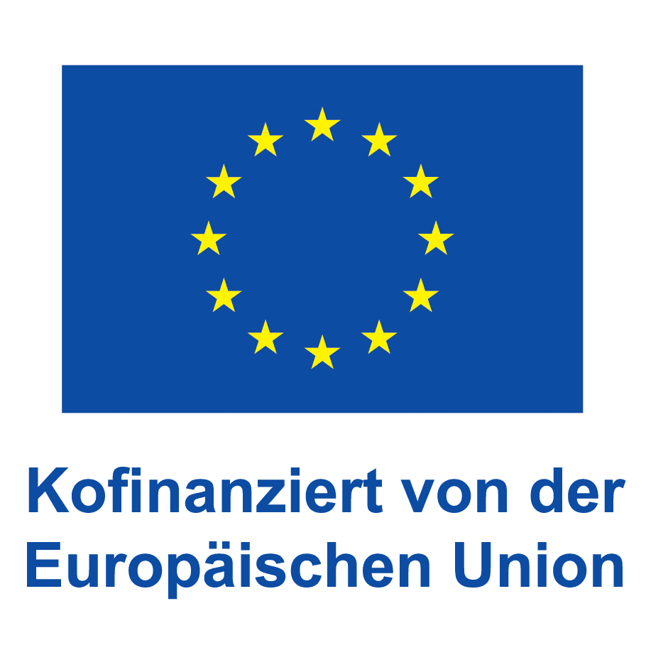 Europäische Union Flagge mit Text 'Kofinanziert von der Europäischen Union'